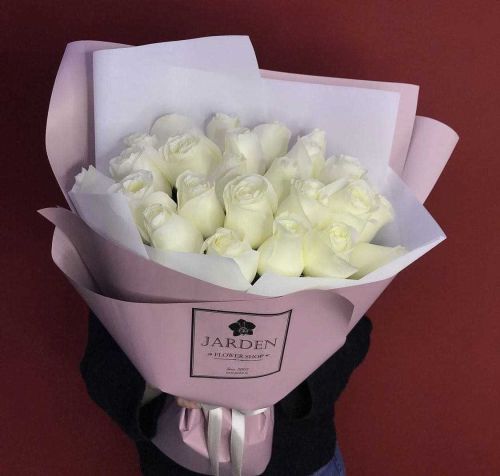 Букет из голландских роз белого цвета, 25 шт